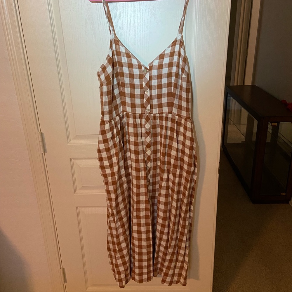 a new day Linen/Rayon Midi-Length Spaghetti Strap Dress